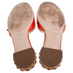 Miu Miu Orange Patent Leather  Slide Sandals Size 36.5
