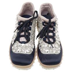 Pre Owned Miu Miu Multicolor Satin Astro Sneakers Size 36