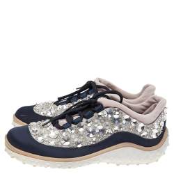 Pre Owned Miu Miu Multicolor Satin Astro Sneakers Size 36