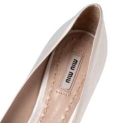 Pre Owned Miu Miu White Satin Peep Toe Pumps Size 38.5