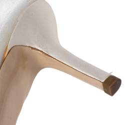 Pre Owned Miu Miu White Satin Peep Toe Pumps Size 38.5