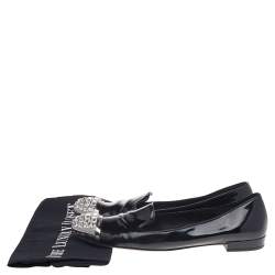 Pre Owned حذاء سلايد ميو ميو سموكينغ جلد لامع أسود مقدمة غطاء مزخرفة بالكريستال مقاس 39 