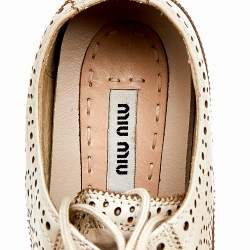 مملوكة مسبقًا Miu Miu Beige Brogue Leather Oxford Platform Sneakers Size 39