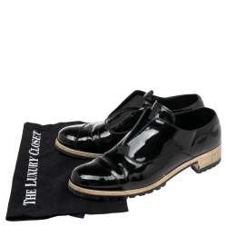 Miu Miu Black Patent Leather Flat Lace Up Derby Size 41