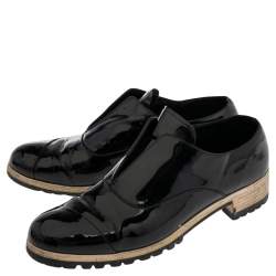 Miu Miu Black Patent Leather Flat Lace Up Derby Size 41
