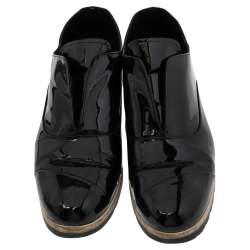 Miu Miu Black Patent Leather Flat Lace Up Derby Size 41