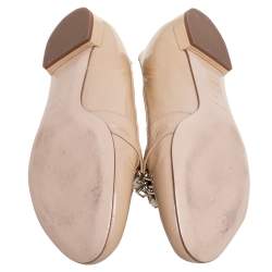 Pre Owned حذاء فلات باليرينا ميو ميو فيونكة زخرفة كريستال جلد لامع بيد مقاس 40.5