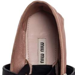 Pre Owned Miu Miu Nude Beige Leather Belted Ankle Wrap Ballerina Flats Size 39.5