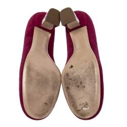 مملوكة مسبقًا Miu Miu Burgundy Suede Crystal Embellished Block Heel Pumps Size 37