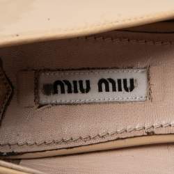 Miu Miu Nude Patent Leather Crystals Bow Ballet Flats Size 37