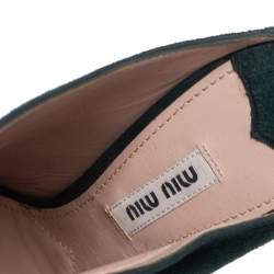 Miu Miu Green Suede Peep Toe Lace Up Mules Size 37.5