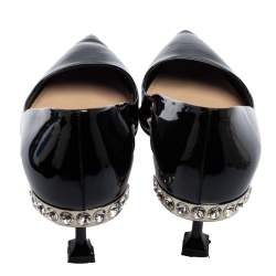 مملوكة مسبقًا Miu Miu Black Patent Leather Pointed Toe Kitten Heel Pumps Size 37.5