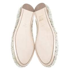Pre Owned Miu Miu Silver Glitter  Ballet Flats Size 39