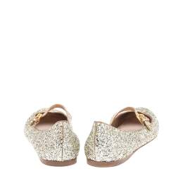 Pre Owned Miu Miu Silver Glitter  Ballet Flats Size 39