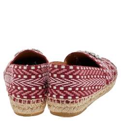 مملوكة مسبقًا حذاء فلات ميو ميو إسبادريل كانفاس متعدد الألوان مزين بالكريستال مقاس 39