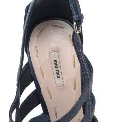 Miu Miu Blue Leather Ankle Strap Sandals Size 39