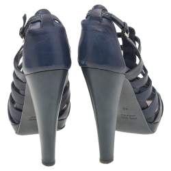 Miu Miu Blue Leather Ankle Strap Sandals Size 39