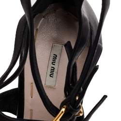 Miu Miu Black Leather Multi Strap Platform Sandals Size 39.5