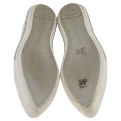 Miu Miu Metallic Silver Leather Embellished Pointed Toe Slip On Sneakers Size 40