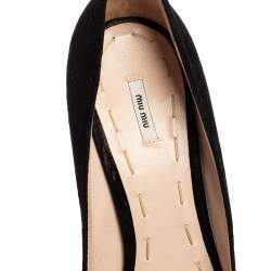 Miu Miu Black Suede Peep Toe Platform Pumps Size 40