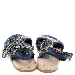 Pre Owned حذاء فلا ت إسبادريل دنيم أزرق مزخرف كريستال مقاس 39.5