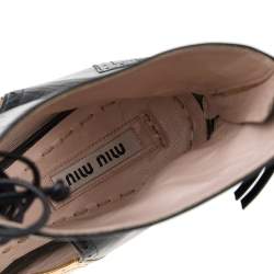 Pre Owned Miu Miu Multicolor Patent And Leather Cut Out Ankle Wrap Booties Size 38