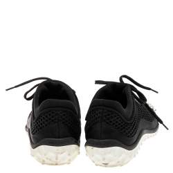 Miu Miu Black Mesh and Satin Crystal Embellished Low-Top Sneakers Size 36.5