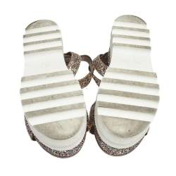 مملوكة مسبقًا Miu Miu Multicolor Glitter Ankle-Strap Flat Platform Sandals Size 38 