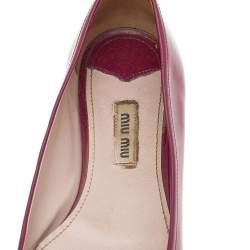 Miu Miu Burgundy Patent Leather Crystal Embellished Ballet Flats Size 38