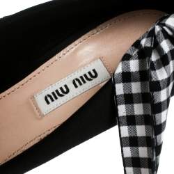 Miu Miu Black Satin Ankle Wrap Pointed Toe Pumps Size 36.5