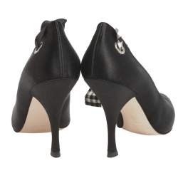 Miu Miu Black Satin Ankle Wrap Pointed Toe Pumps Size 36.5