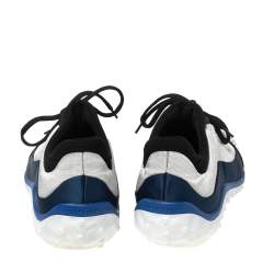 Pre Owned Miu Miu Tri-Color Satin and Fabric Crystal Embellished Cap Toe Lace-Up Sneakers Size 39