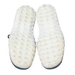 Pre Owned Miu Miu Tri-Color Satin and Fabric Crystal Embellished Cap Toe Lace-Up Sneakers Size 39