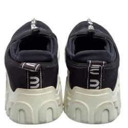 Pre Owned Miu Miu Black Fabric Crystal Embellished Slip On Sneakers Size 37