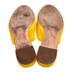 Miu Miu Yellow Satin Crystals Embellished Flat Slides Size 38