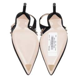 Miu Miu Black Suede Crystal Embellished Pointed Toe Slingback Sandals Size 36.5