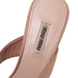 Miu Miu Beige  Satin Crystal And Pearl Embellished Slide Sandals Size 37.5