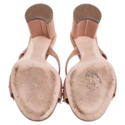 Miu Miu Beige  Satin Crystal And Pearl Embellished Slide Sandals Size 37.5