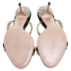 مملوكة مسبقًا صندل سلايد ميوميو بى فى سى وساتان مزخرف كريستالات أسود مقاس 40.5