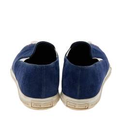 Miu Miu Blue Suede Metal Cap Toe Slip On Sneakers Size 36