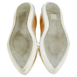 Miu Miu Metallic Gold Leather Embellished Pointed Toe Slip On Sneakers Size 38