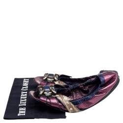 Miu Miu Multicolor Leather Crystal Embellished Flats Size 41