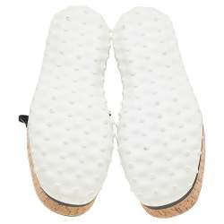 مملوكة مسبقًا Miu Miu Blue Satin And Fabric Astro Cork Platform Sneakers Size 36.5