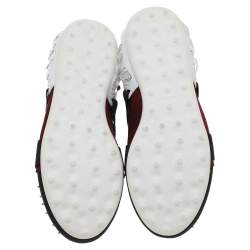 Miu Miu Black/Burgundy Satin Crystal Embellished Slip On Sneakers Size 35.5