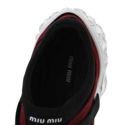 Miu Miu Black/Burgundy Satin Crystal Embellished Slip On Sneakers Size 35.5