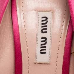 Miu Miu Pink Satin Crystal Embellished Heel Peep Toe Platform Pumps Size 36