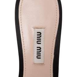 Miu Miu Black Satin Faux Pearl Embellished Pointed Toe Mules Size 38