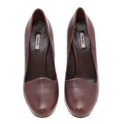 Miu Miu Brown Leather Round Toe Pumps Size 35