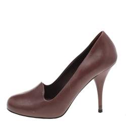 Miu Miu Brown Leather Round Toe Pumps Size 35