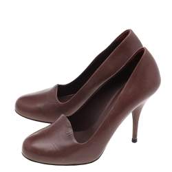 Miu Miu Brown Leather Round Toe Pumps Size 35